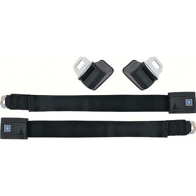 1968-72 GM; Retractable Seat Belts; Silver Blue Button; Black Belts; LH & RH; Pair