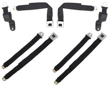 1968-69 Camaro / Firebird; Retractable Seat Belt Set; Deluxe Interior; Black with Chrome Latches; 4-Piece Set
