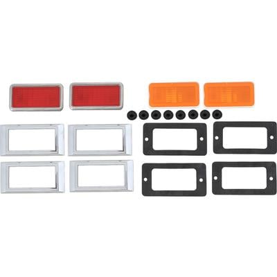 1969 Nova, Impala, Caprice, Bel Air, Biscayne, Station Wagon; Side Marker Light Kit; with Lamps, Bezels, Gaskets, & Hardware