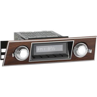 1967 Firebird Long Beach Radio-Black Radio & Buttons w/Chrome Knobs & Horiz Grain Walnut Face Plate