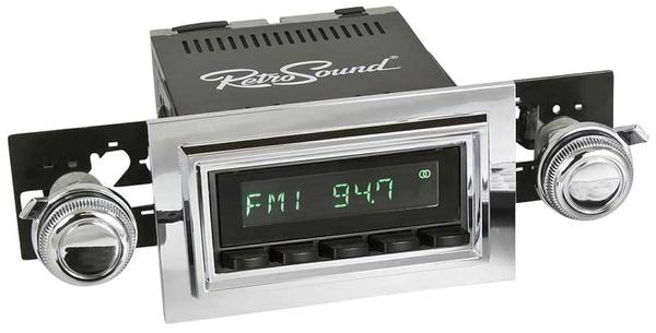 1974-86 RetroSound Hermosa Series Radio - Black Face/Black Buttons/Chrome Bezel/Chrome Knobs