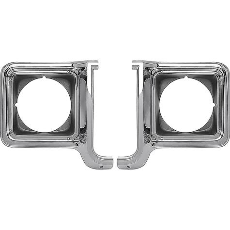 1973-78 Chevrolet/GMC; Pickup; Blazer; Jimmy; Suburban; Headlamp Bezels; Chrome and Dark Argent Silver; LH and RH