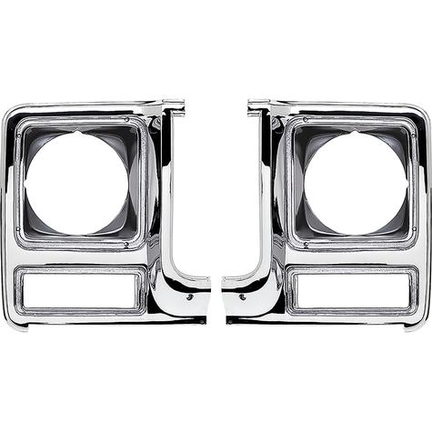 1979-80 Chevy; GMC; Pickup; Blazer; Jimmy; Suburban; Headlamp Bezels; Chrome & Dark Argent Silver; LH & RH; with Round H
