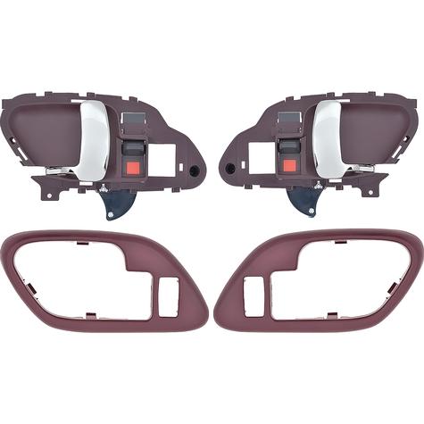 1995-02 Chevy, GMC Pickup Truck, SUV; Inner Door Handle Set; With Bezels; Power Locks; Chrome Lever; Red Housing