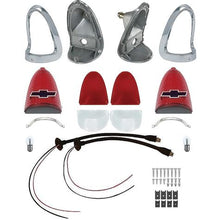 1955 Chevrolet Bel Air, 150, 210, Nomad; Custom Tail Lamp Kit; With Blue Bow Tie Lenses