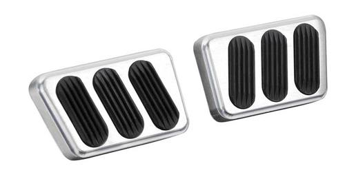 1964-70 Ford Mustang Lokar Brushed Billet Aluminum Brake and Clutch Pedal Pads with Rubber Inserts