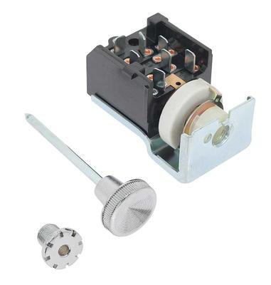 1963-64 Plymouth A/B-Body; Headlamp Switch Assembly; 7 Terminals Plus Ground; With 1-1/4" Rheostat