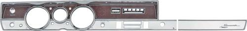 1968-69 Barracuda Rallye Instrument Bezel; with AC;  Woodgrain and Silver