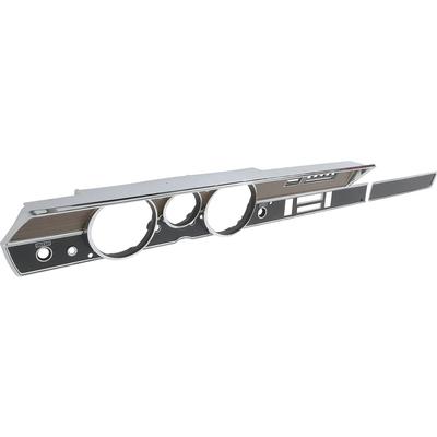 1970 Duster/Dart Rallye Dash Instrument Bezel Set; with AC;  Woodgrain & Black