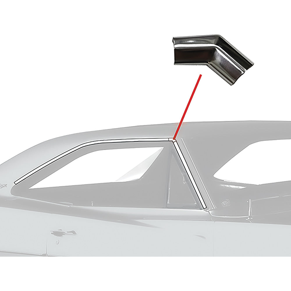 MB1679C - 1968-70 Dodge, Plymouth; B-Body; Roof Drip Rail Corner Molding Set; Pair