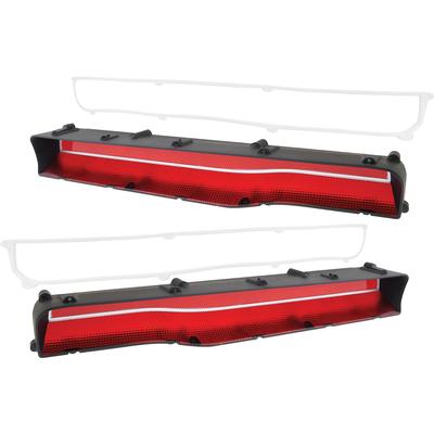 1969-70 Dodge Charger Tail Lamp Lens Set; with Horizontal Silver Accent Stripe; Pair