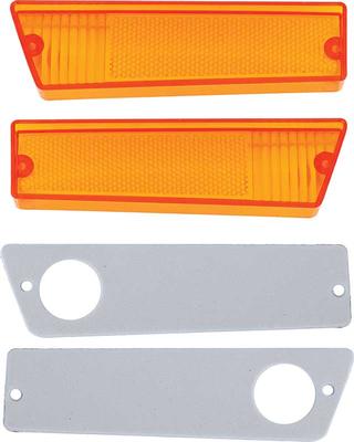 1970 Charger, Coronet; Front Side Marker Lens and Gasket Set ; Amber; Pair