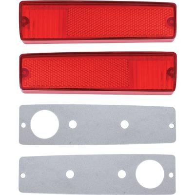 1970 Charger, Coronet; Rear Side Marker Lens and Gasket Set; Red; Pair