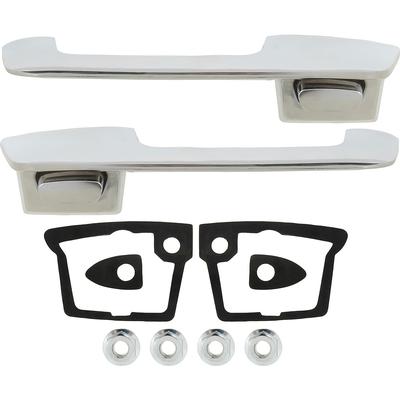 1966-67 Dodge Plymouth B Body; Front Outer Door Handle Set; with Chrome Buttons