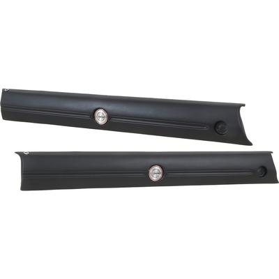 MD704100 - 1968 Charger Front Upper Door Panels ; Black ; with Emblems ; Pair