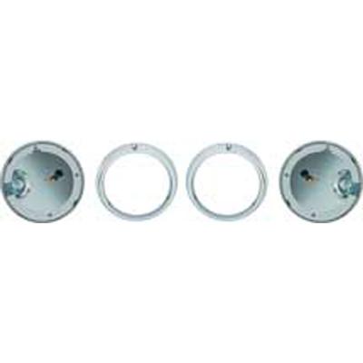 1970-71 Cuda Road Lamp Housing and Bezel Set; 4 Piece Set