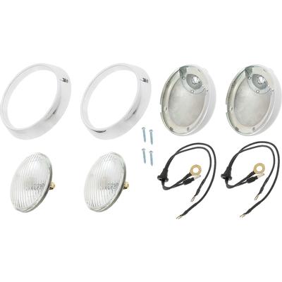 1970-71 Cuda Road Lamp Housing and Bezel Set; 4 Piece Set