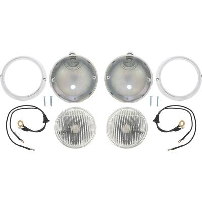 1970-71 Cuda Road Lamp Housing and Bezel Set; 4 Piece Set
