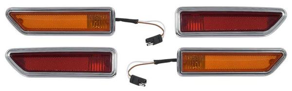 1970-71 Dodge Challenger; Side Marker Lamp Set; Front and Rear; 4 Piece Set