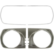 1970 Barracuda, Cuda; Headlamp Bezel Set; With Stainless Steel Trim Moldings; Unpainted