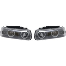 1999-02 Chevrolet Silverado, 2000-2006 Tahoe, Chevrolet Suburban; Dual Halo Projector Headlamp Set: Matte Black with Cle