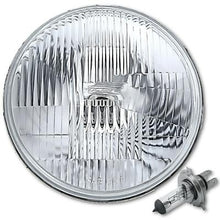 7" Round Stock Style H4 Halogen Conversion Headlamp; High/Low; Glass Lens
