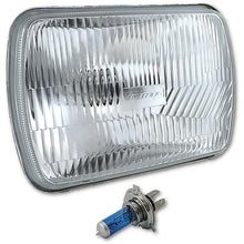 7x6" Rectangle Stock Style H4 Halogen Conversion Headlamp; High/Low; Glass Lens