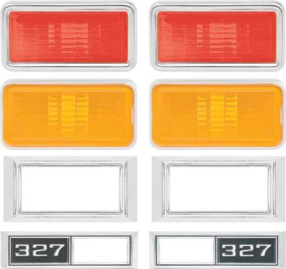 1969 Nova Side Marker/Bezel Kit 327 Amber/Red
