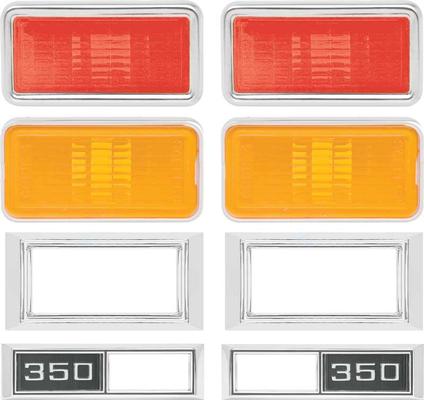 1969 Nova Side Marker/Bezel Kit 350 Amber/Red