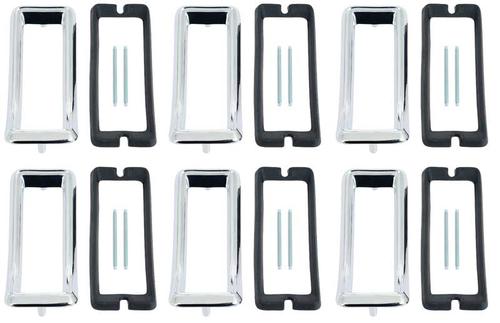 1967 Mustang; Tail Lamp Bezel Set, with Gaskets and Studs; 6 Piece Die-Cast Set