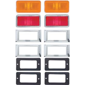 1969 Nova, Impala, Caprice, Bel Air, Biscayne, Station Wagon; Side Marker Light Kit; with Lamps, Bezels, Gaskets, & Hardware
