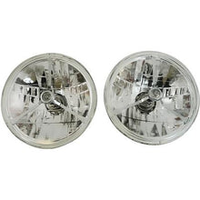 7" Tri-Bar Round Headlight Set; Clear Dot; H4 Halogen; 12 Volt
