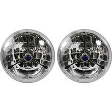 7" Tri-Bar Round Headlight Set; Blue Dot; H4 Halogen; 12 Volt