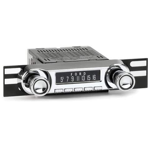 1961-66 F-Series Truck, 1966-77 Bronco; Huntington Radio; Long Beach Motor; Chrome w/ Black Ring Knob Set