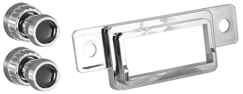 1964-66 Mustang RetroSound Chrome Radio Bezel/Black Dot Knobs
