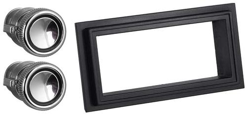 1967-68 Mustang RetroSound Black Radio Bezel/Black Lined Knobs
