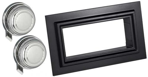1974-86 Mustang RetroSound Black Radio Bezel/Chome Knobs