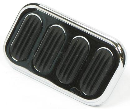 Lokar Chrome Steel Standard 3" x  2" Brake Pedal Pad with Rubber Inserts