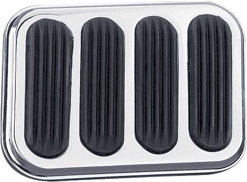 Lokar Chrome Steel Extra Large 3-3/4" x 2-3/4" Brake Pedal Pad with Rubber Inserts