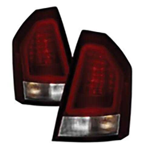 2005-2007 Chrysler 300C; Version 2 Light Bar LED Tail Lights; Red Clear