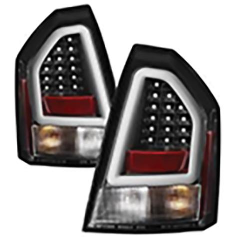 2008-2010 Chrysler 300C; Version 2 Light Bar LED Tail Lights; Black