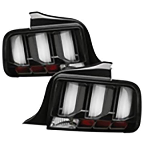 2005-2009 Ford Mustang; (White Light Bar) LED Tail Lights; Black