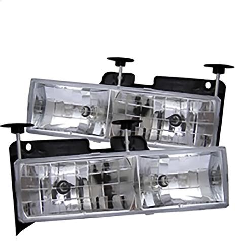 1988-1999 Chevrolet  C1500/2500/3500; Crystal Glass Headlights; Chrome