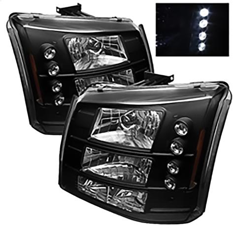 2003-2006 Chevrolet Silverado 1500/2500/3500; Crystal Headlights; Black