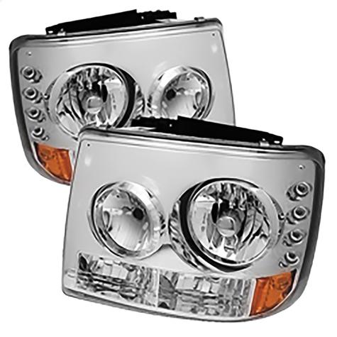 1999-2002 Chevrolet Silverado 1500/2500; Crystal Headlights; Chrome