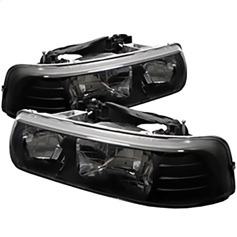 1999-2002 Chevrolet Silverado 1500HD/2500HD; Crystal Headlights; Black