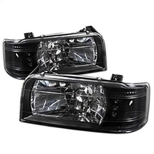 1992-1996 Ford F150 & Ford Bronco; LED Crystal Headlights; Black