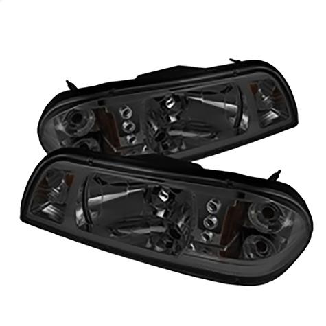 1987-1993 Ford Mustang; 1PC LED Crystal Headlights; Smoke