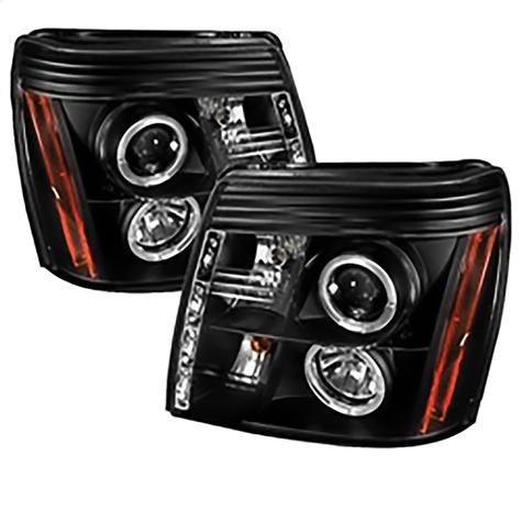 2002-2003 Cadillac Escalade; Projector Headlights; Halogen Model Only; LED Halo; Black