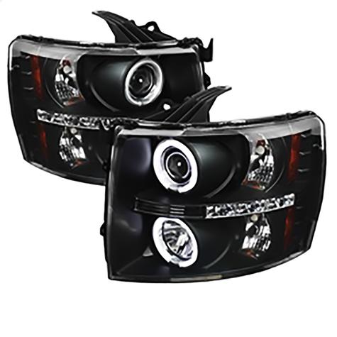 2007-2013 Chevrolet Silverado 1500, 2500HD Projector Headlights; CCFL Halo; LED